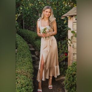 SHOW ME YOUR MUMU Claire Midi Dress - Champagne Luxe Satin